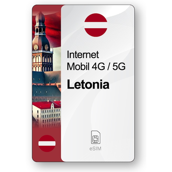 ESIM Internet Letonia, valabil 30 zile, trafic 5 GB