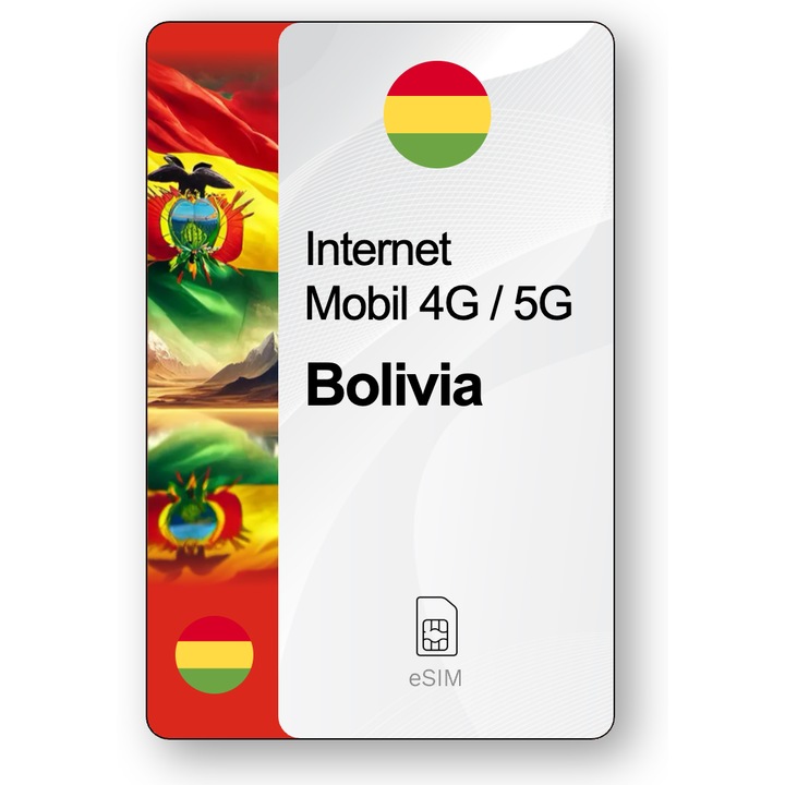 ESIM Internet Bolivia, valabil 30 zile, trafic 5 GB