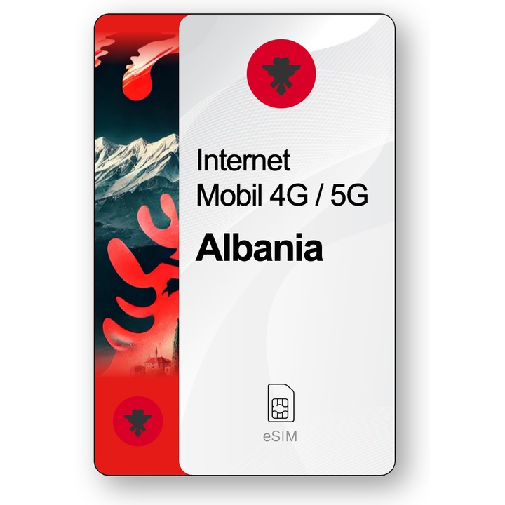 ESIM Internet Albania, valabil 30 zile, trafic 5 GB