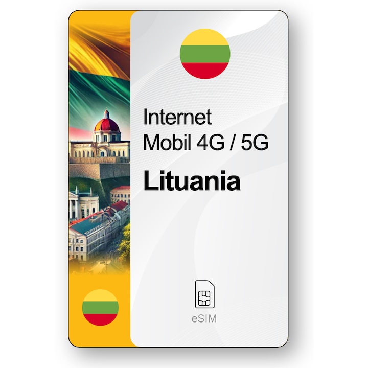 ESIM Internet Lituania, valabil 30 zile, trafic 5 GB