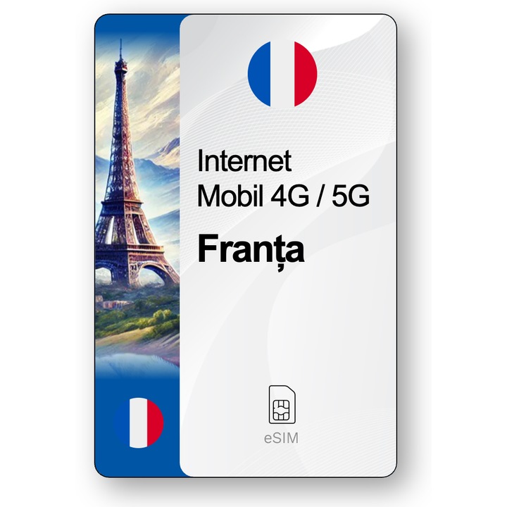 ESIM Internet Franta, valabil 30 zile, trafic 5 GB