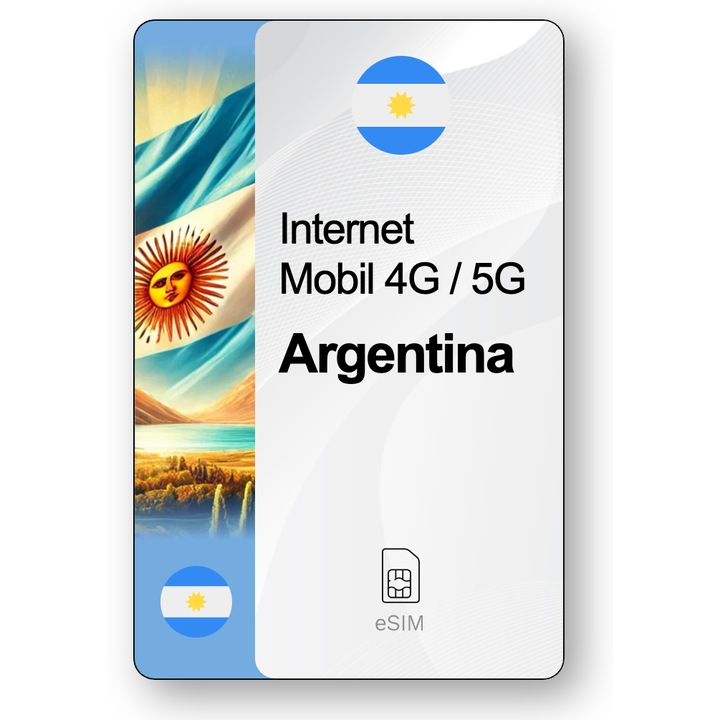 ESIM Internet Argentina, valabil 30 zile, trafic 5 GB