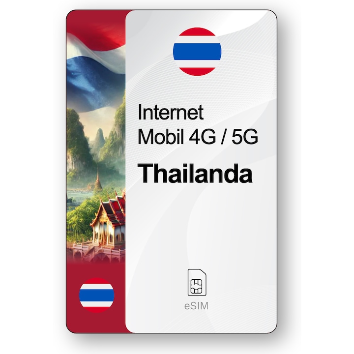 ESIM Internet Thailanda, valabil 7 zile, trafic Nelimitat