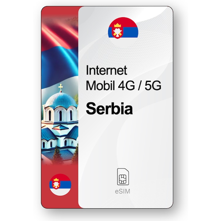 ESIM Internet Serbia, valabil 7 zile, trafic Nelimitat