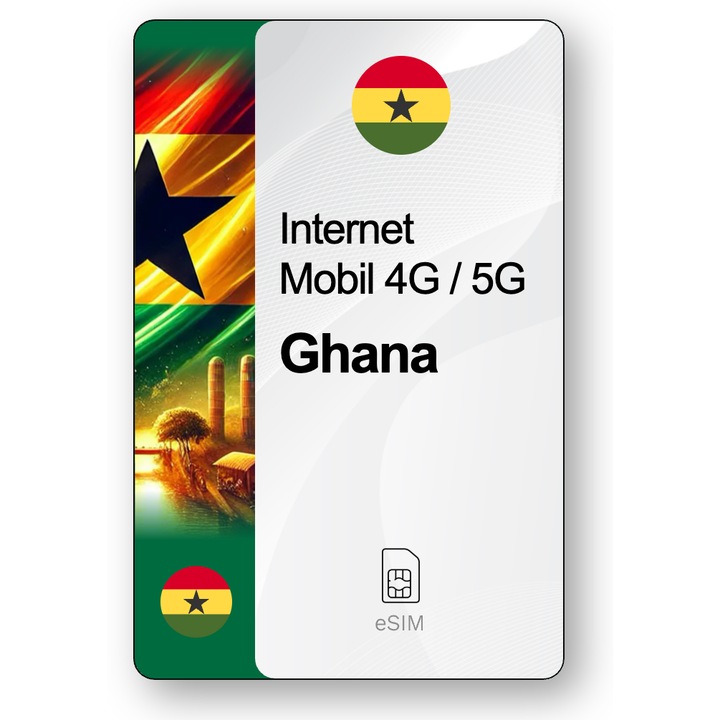 ESIM Internet Ghana, valabil 7 zile, trafic Nelimitat