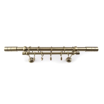 Galerie metalica dubla 240 cm pentru perdea sau draperie, model Tub, teava cu diametru de 25 mm, auriu antic, KIT COMPLET Galerie metalica dubla 240 cm pentru perdea sau draperie, model Tub, teava cu diametru de 25 mm, auriu antic, KIT COMPLET