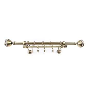 Galerie metalica dubla 120 cm pentru perdea sau draperie, model Kugel Briliant, teava cu diametru de 25 mm, auriu antic, KIT COMPLET Galerie metalica dubla 120 cm pentru perdea sau draperie, model Kugel Briliant, teava cu diametru de 25 mm, auriu antic, KIT COMPLET