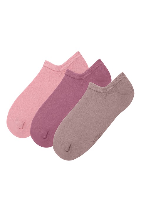 Suwen, Set de sosete foarte scurte uni - 3 perechi, Roz pastel, Roz fandango, Maro fango, One Size