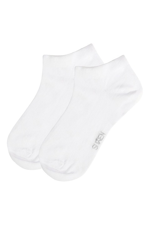 Suwen, Set de sosete pana la glezna cu model uni - 2 perechi, Alb optic, One Size