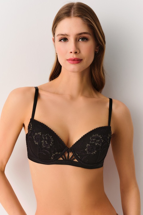 Suwen, Sutien fara sustinere metalica, cu decupaje frontale, Negru