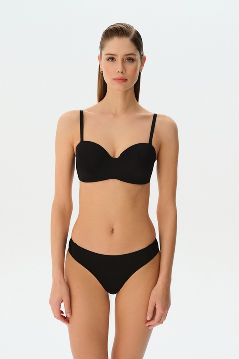 Suwen, Sutien balconette cu bretele detasabile, Negru, 75D