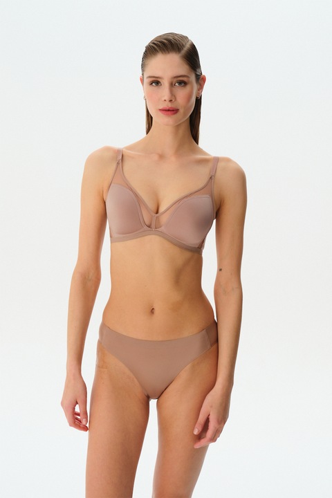 Suwen, Sutien cu acoperire completa si bretele ajustabile, Maro camel