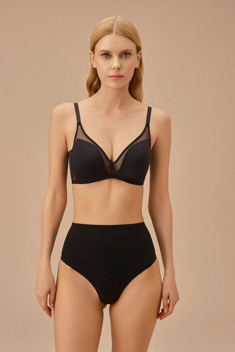 Suwen, Chiloti tanga cu talie inalta, fara cusaturii, Negru