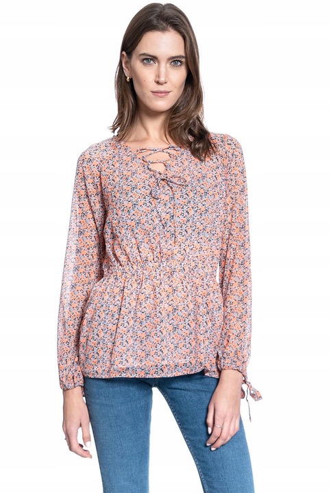 Női blúz, Mustang, Emma V Millefleurs, Normál szabású, Bő, Megkötős, Hosszú ujjú, S méret, Többszínű