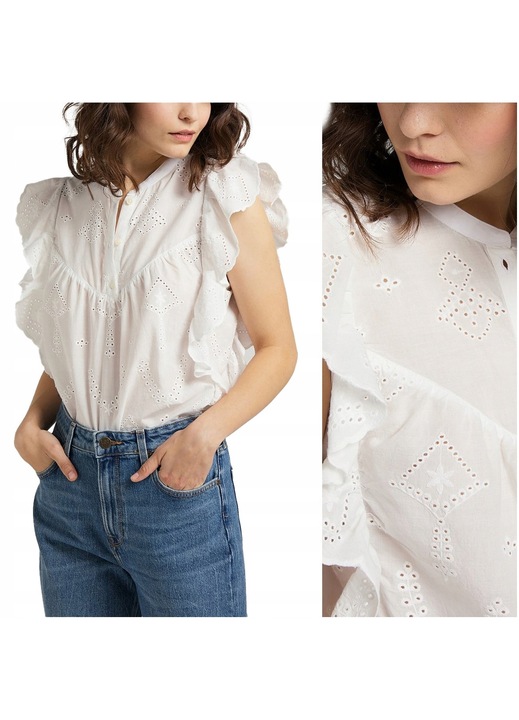 Bluza Dama, Lee, Top Woven Feminin, Culoare: Ecru, Compozitie Material: 100% Bumbac, Croi: Regular Fit, Inchidere: Nasturi, M, Alb, 1 Bucata