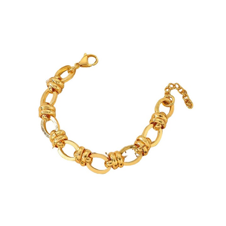 Bratara cu inchizatoare din otel titan auriu 18K, design minimalist luxos, accesoriu versatil pentru uz zilnic, culoare aurie