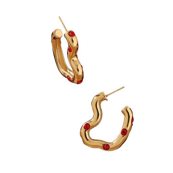 Cercei inima din otel titan, design minimalist european, accesoriu de lux pentru uz zilnic，auriu