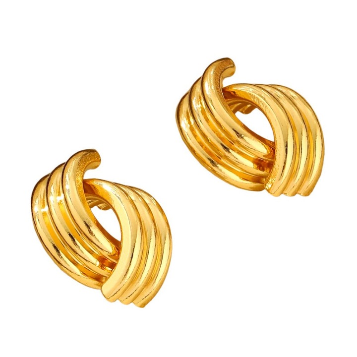 Arany titánacél cső fülbevaló, 2025-ös retro design, exkluzív és kifinomult modell, luxus mindennapi kiegészítő, arany szín