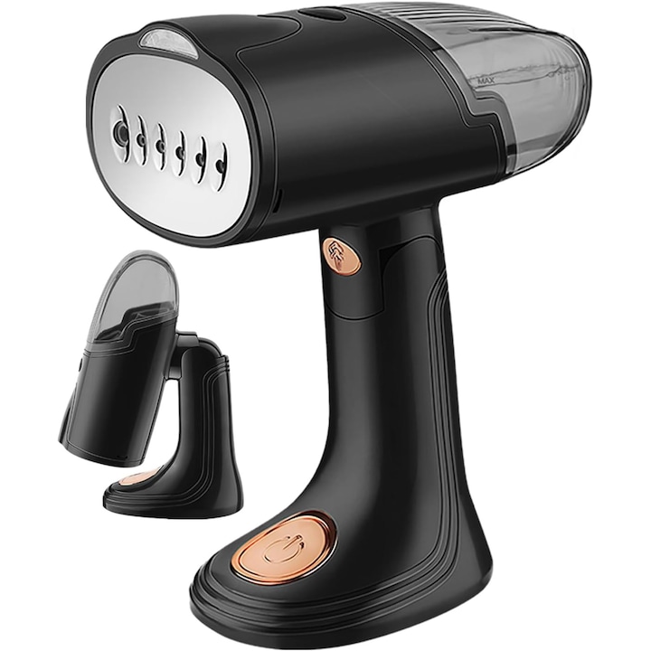 Сгъваема ютия за пътуване или у дома, с вертикално или хоризонтално гладене, пара, 1500 W, керамична гладеща повърхност, SOHO пара, самопочистване и функция против накип, черна