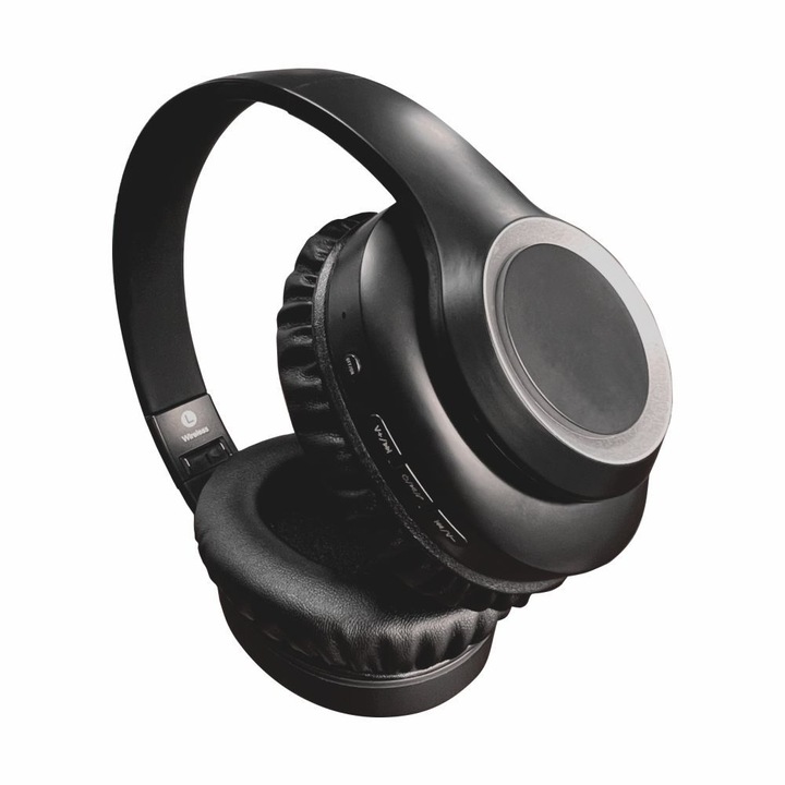 Casca, banda pentru cap, conectivitate Bluetooth, anulare a zgomotului ANC, retractabila si pliabila, impermeabila, sunet HD, latenta scazuta pentru jocuri, negru