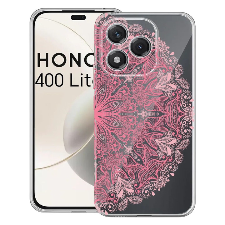 Husa pentru Honor 400 Lite 5G, BestCase® Clear Silicon 2MM, Lace Pink, Antisoc, Protectie camera si ecran, 1997766 T 21