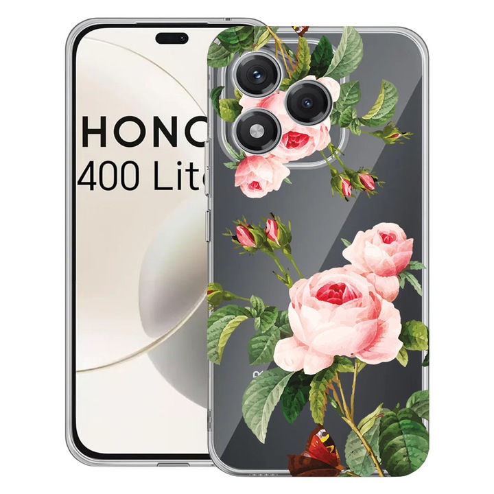 Husa pentru Honor 400 Lite 5G, BestCase® Clear Silicon 2MM, Rose, Antisoc, Protectie camera si ecran, 1997766 T 172