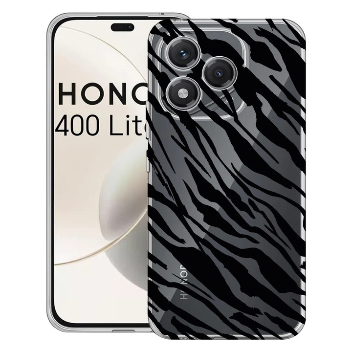 Husa pentru Honor 400 Lite 5G, BestCase® Clear Silicon 2MM, Zebra Pattern, Antisoc, Protectie camera si ecran, 1997766 T 1059
