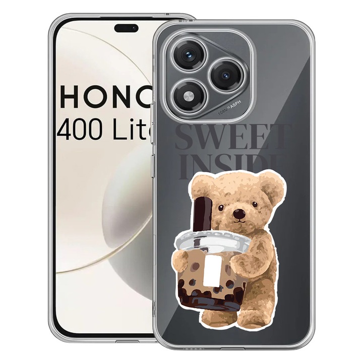 Husa pentru Honor 400 Lite 5G, BestCase® Clear Silicon 2MM, Teddy Bear Sweet Inside, Antisoc, Protectie camera si ecran, 1997766 T 1461