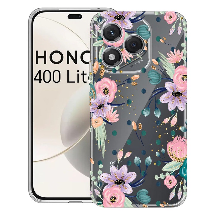 Силиконов калъф BestCase за Honor 400 Lite 5G, Flowers Collection, Antisoc, Camera Protection, Clear Silicon 2MM, 1997766 T 495