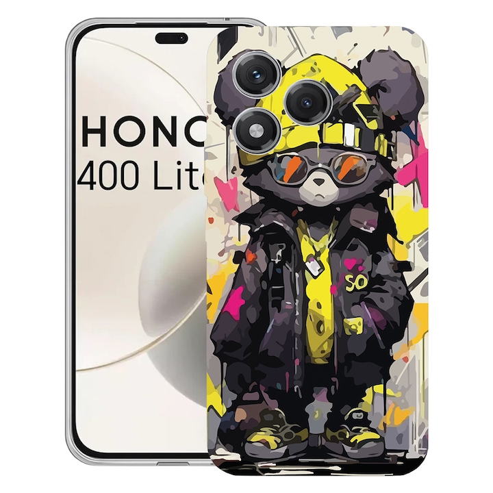 Husa pentru Honor 400 Lite 5G, BestCase® Clear Silicon 2MM, Teddy Bear Pastel colors, Antisoc, Protectie camera si ecran, 1997766 T 1465