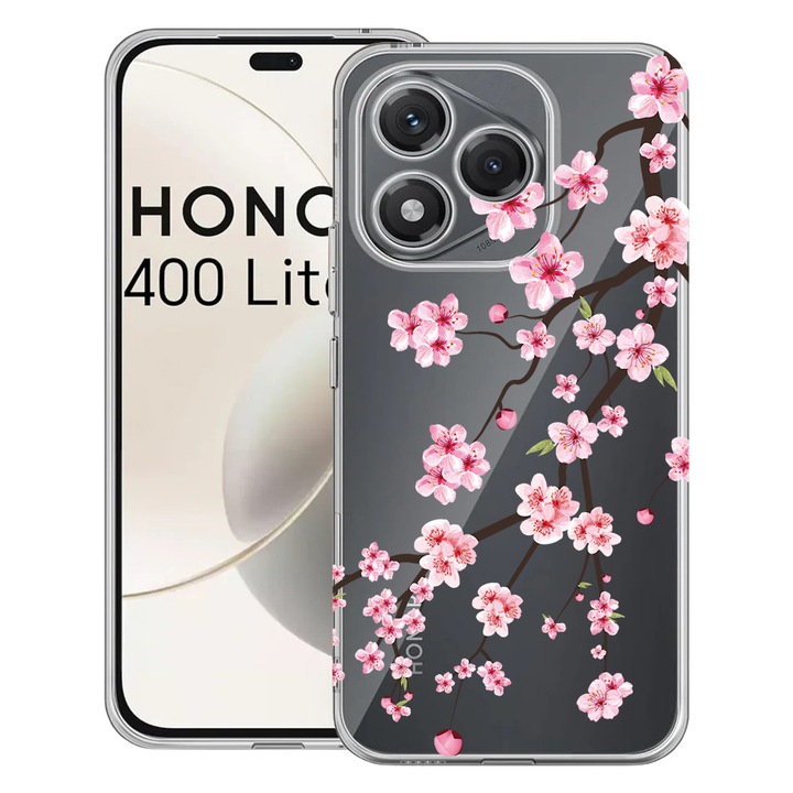 Husa pentru Honor 400 Lite 5G, BestCase® Clear Silicon 2MM, Japan Cherry tree, Antisoc, Protectie camera si ecran, 1997766 T 1475