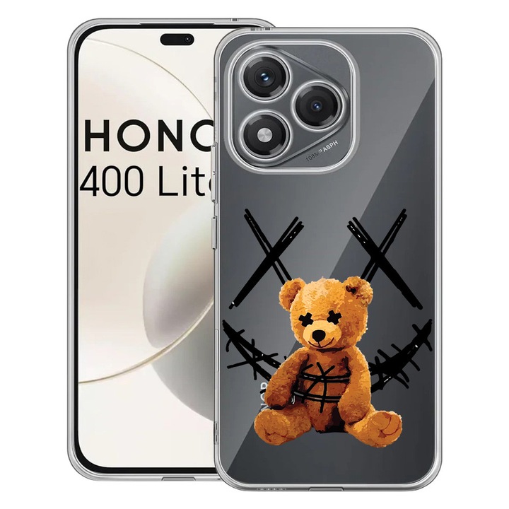 Husa pentru Honor 400 Lite 5G, BestCase® Clear Silicon 2MM, Teddy Bear Smile, Antisoc, Protectie camera si ecran, 1997766 T 982