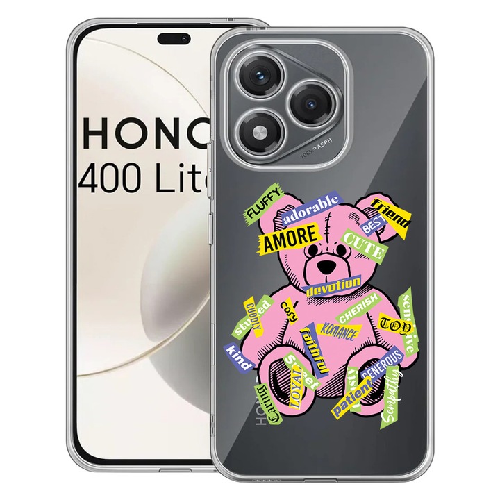 Husa pentru Honor 400 Lite 5G, BestCase® Clear Silicon 2MM, Teddy Bear Amour, Antisoc, Protectie camera si ecran, 1997766 T 1547