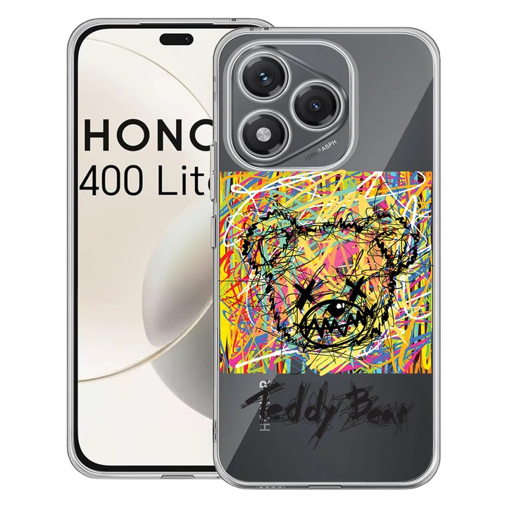 Husa pentru Honor 400 Lite 5G, BestCase® Clear Silicon 2MM, Teddy Bear Abstract, Antisoc, Protectie camera si ecran, 1997766 T 1564