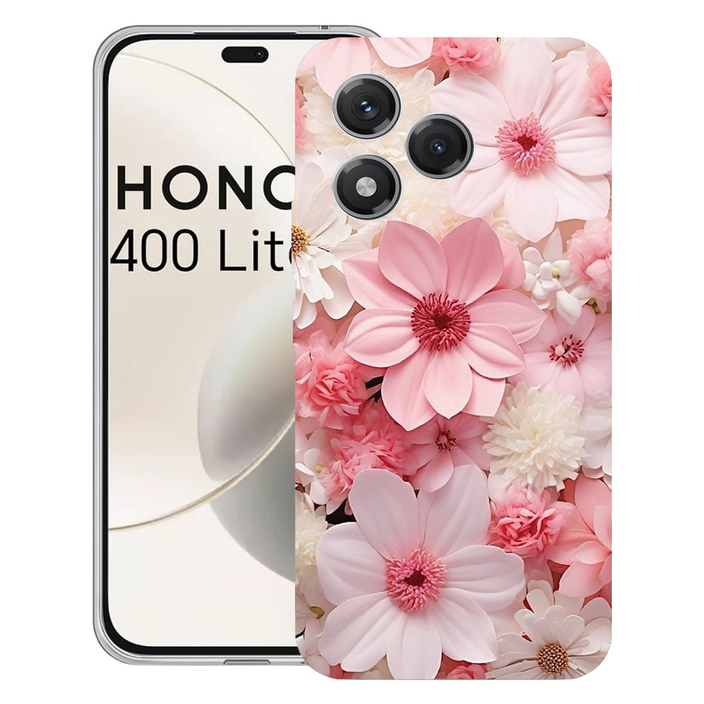 Husa pentru Honor 400 Lite 5G, BestCase® Clear Silicon 2MM, Pink And White Daisy, Antisoc, Protectie camera si ecran, 1997766 T 1145