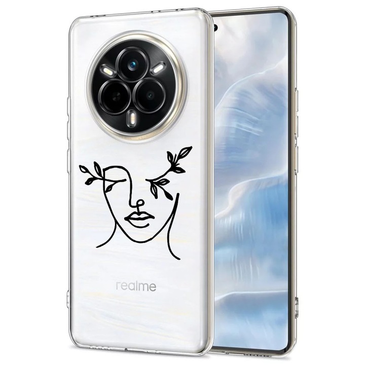 Силиконов калъф BestCase за Realme 14 Pro 5G, Woman Abstract, Antisoc, Camera Protection, Clear Silicon 2MM, 1988307 T 736