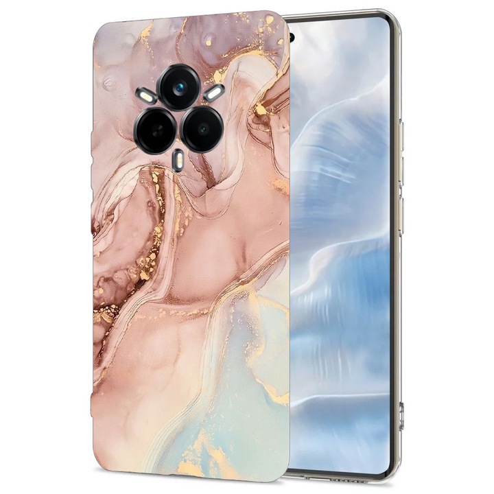 Силиконов калъф BestCase за Realme 14 Pro 5G, Rose Marble, Antisoc, Camera Protection, Clear Silicon 2MM, 1988307 T 1253