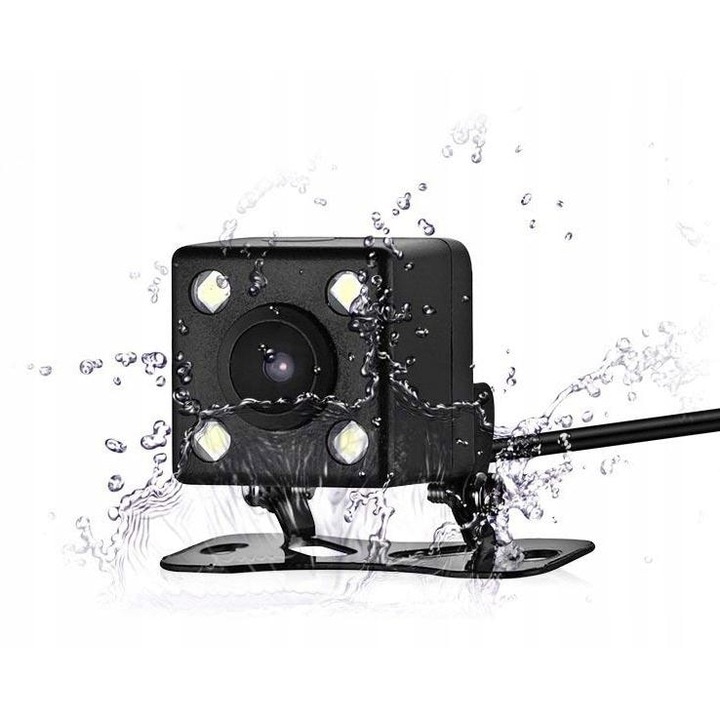 Camera marsarier universala profesionala cu 4 LED-uri pentru vedere nocturna, conector 4 pini, compatibila cu oglinda auto DVR, impermeabila IP67, cu linii de ghidaj ajutatoare