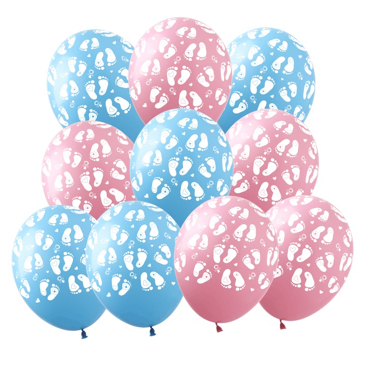 Set 10 baloane latex, Art-Show, mix culori roz si albastru, 30cm