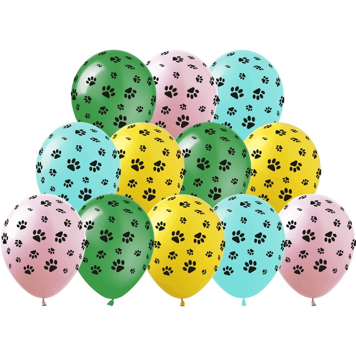 Set 10 baloane latex cu imprimeu labute, mix culori, 30cm