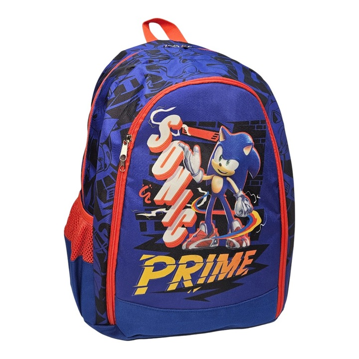 Ghiozdan copii, 40x30x11 cm, cu doua compartimente, multicolor, bretele intarite si ajustabile, Sonic