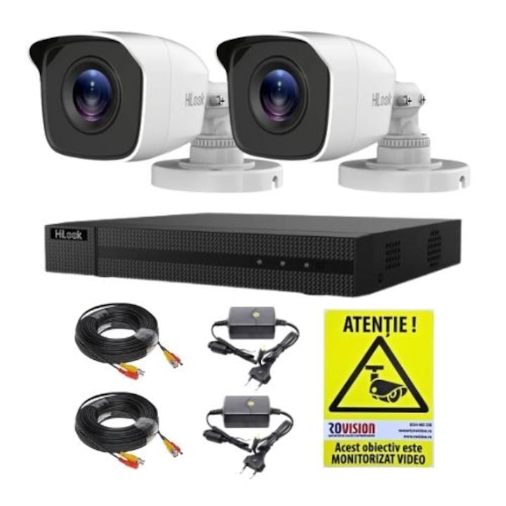 Kit supraveghere video Hikvision 8MP, cu 4 camere 8MP de interior si HDD 1 TB MK585