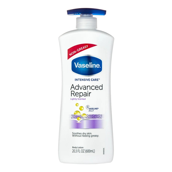 Testápoló, Vaseline, Advanced Repair, Intenzív Ápolás és Erős Hidratálás, Finom Illat, 600ml