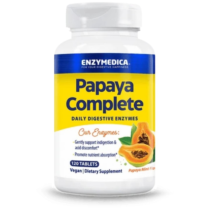 Supliment alimentar, Enzymedica Papaya Complete, Papaya cu Menta, 120 de comprimate