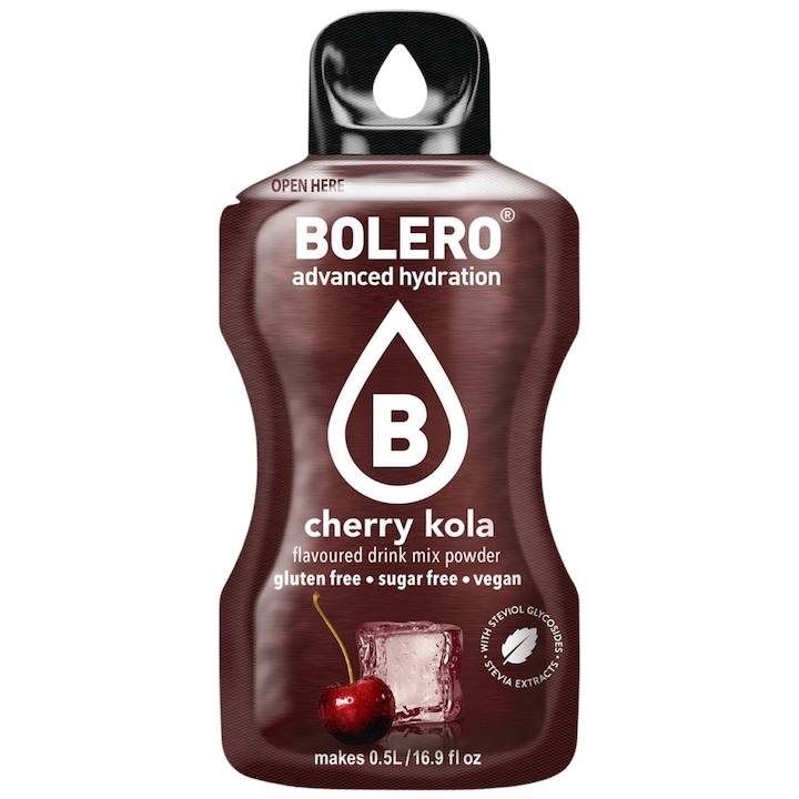 Supliment alimentar, Bolero, Hidratare clasica pentru 1500 ml de apa, Cherry Cola, 9 grame