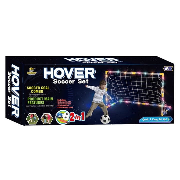 Set poarta de fotbal LED cu minge plutitoare si obisnuita