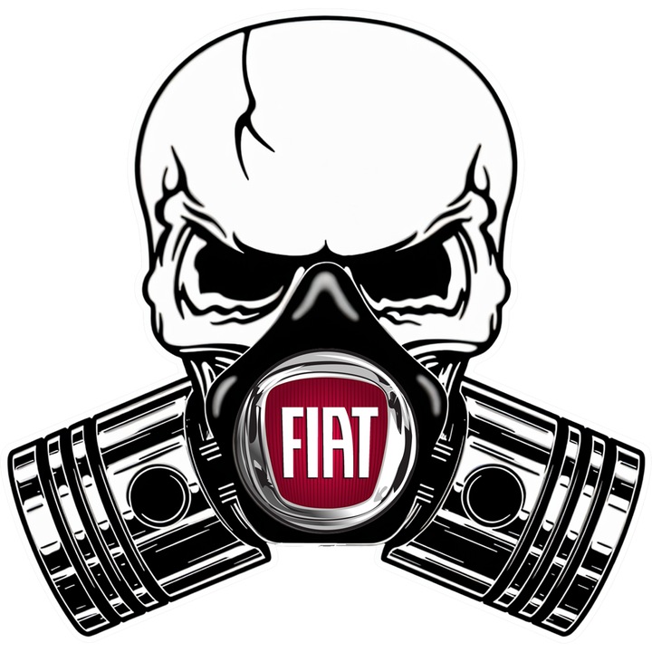 Sticker Auto Fiat Skull Pistons, Autoadeziv, Cri-Flo, Marime 25 cm