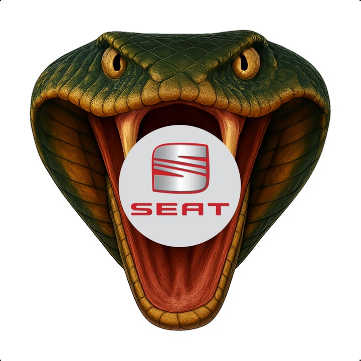 Sticker Auto SEAT Cobra Ataca, Autoadeziv, Cri-Flo, Marime 10 cm