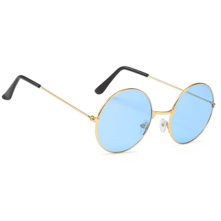 Ochelari Party, Lentile albastre, Europa si Statele Unite, retro, rotund, protectie solara, nou, piesa marina colorata, tendinta lumina plata, poate fi folosit ca un cadou, calatorie must-have