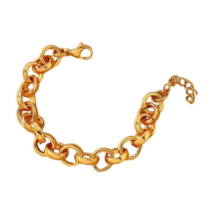 Bratara cu inel de prindere din otel titan auriu 18K, design minimalist luxos, accesoriu versatil pentru uz zilnic, culoare aurie